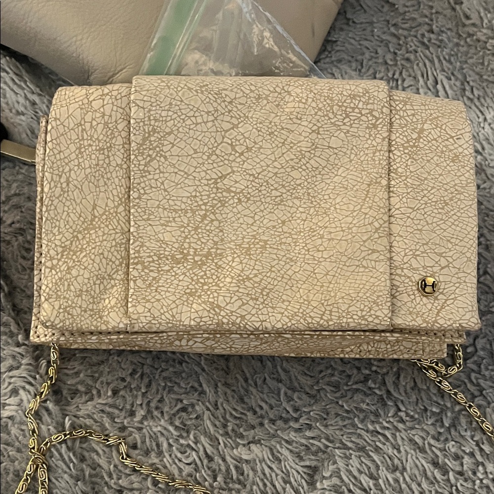 Halston Heritage Gold Textured Clutch or Shoulder Bag